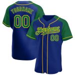 Personalized Royal Kelly Green-Yellow Authentic Raglan Sleeves Baseball Jersey Team Custom Name and Number