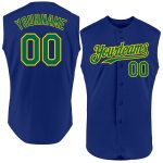 Personalized Royal Kelly Green-Yellow Authentic Sleeveless Baseball Jersey Team Custom Name and Number
