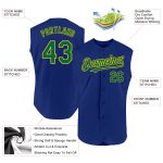 Personalized Royal Kelly Green-Yellow Authentic Sleeveless Baseball Jersey Team Custom Name and Number