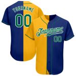 Personalized Royal Kelly Green-Yellow Authentic Split Fashion Baseball Jersey Team Custom Name and Number