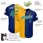 Personalized Royal Kelly Green-Yellow Authentic Split Fashion Baseball Jersey Team Custom Name and Number