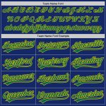 Personalized Royal Kelly Green-Yellow Two-Button Unisex Softball Jersey Team Custom Name and Number