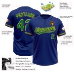 Personalized Royal Kelly Green-Yellow Two-Button Unisex Softball Jersey Team Custom Name and Number