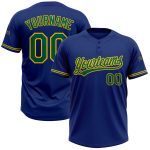 Personalized Royal Kelly Green-Yellow Two-Button Unisex Softball Jersey Team Custom Name and Number