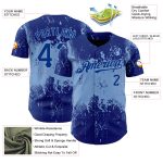 Personalized Royal Light Blue 3D Pattern Design Abstract Splatter Grunge Art Authentic Baseball Jersey Team Custom Name and Number