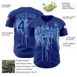 Personalized Royal Light Blue 3D Pattern Design Dripping Splatter Art Authentic Baseball Jersey Team Custom Name and Number