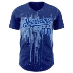 Personalized Royal Light Blue 3D Pattern Design Dripping Splatter Art Authentic Baseball Jersey Team Custom Name and Number