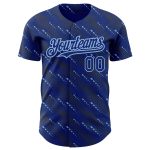 Personalized Royal Light Blue 3D Pattern Design Slant Lines Authentic Baseball Jersey Team Custom Name and Number