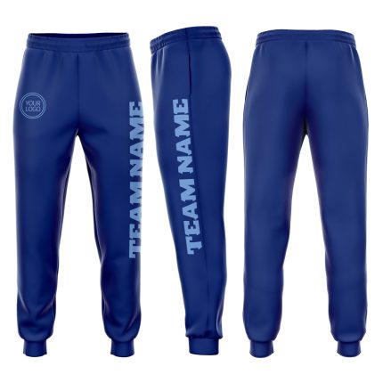 Custom Team Name Number Royal Light Blue Fleece Jogger Sweatpants - Personalized Activewear Personalized Royal Light Blue