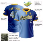 Custom Team Softball Jersey - Personalized Light Blue Gold Gradient Unisex Two-Button with Name and Number Personalized Royal