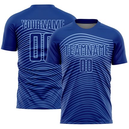 Custom Soccer Uniform Jersey with Personalized Name and Number - Light Blue Gradient Geometric Lines Design Personalized