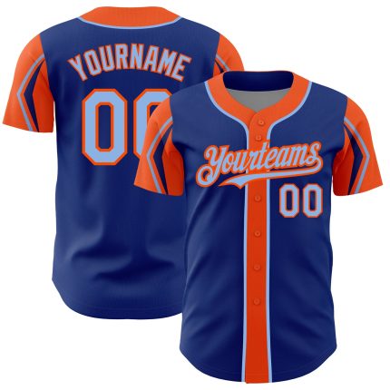 Custom Name and Number Baseball Jersey in Personalized Royal Light Blue-Orange - Authentic Team Jersey in 3 Colors Personalized