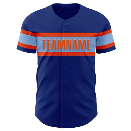 Personalized Authentic Baseball Jersey in Royal Light Blue and Orange Personalized Royal Light Blue-Orange Authentic Baseball