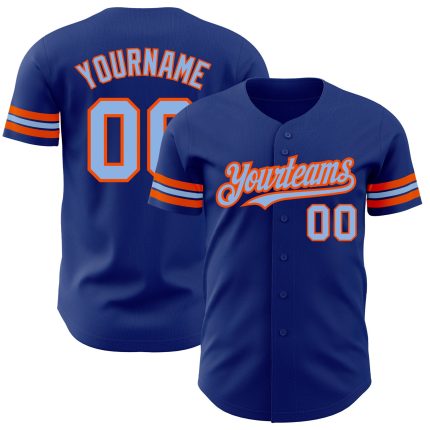 Custom Name and Number Authentic Baseball Jersey - Personalized Royal Light Blue-Orange Team Jersey Personalized Royal Light