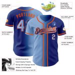 Custom Gradient Baseball Jersey - Personalized Light Blue Orange Team Jersey with Name & Number Personalized Royal Light