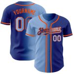Custom Gradient Baseball Jersey - Personalized Light Blue Orange Team Jersey with Name & Number Personalized Royal Light