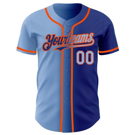 Custom Gradient Baseball Jersey - Personalized Light Blue Orange Team Jersey with Name & Number Personalized Royal Light