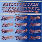 Custom Team Name Number Bomber Jacket Gradient Light Blue-Orange Full-Snap Varsity Fashion Coat Personalized Royal Light