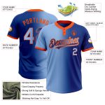 Custom Name and Number Unisex Softball Jersey - Personalized Royal Light Blue-Orange Gradient Two-Button Fashion Personalized