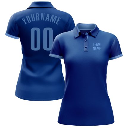 Custom Name and Number Performance Golf Polo Shirt - Personalized Royal Light Blue Team Shirt Personalized Royal Light Blue