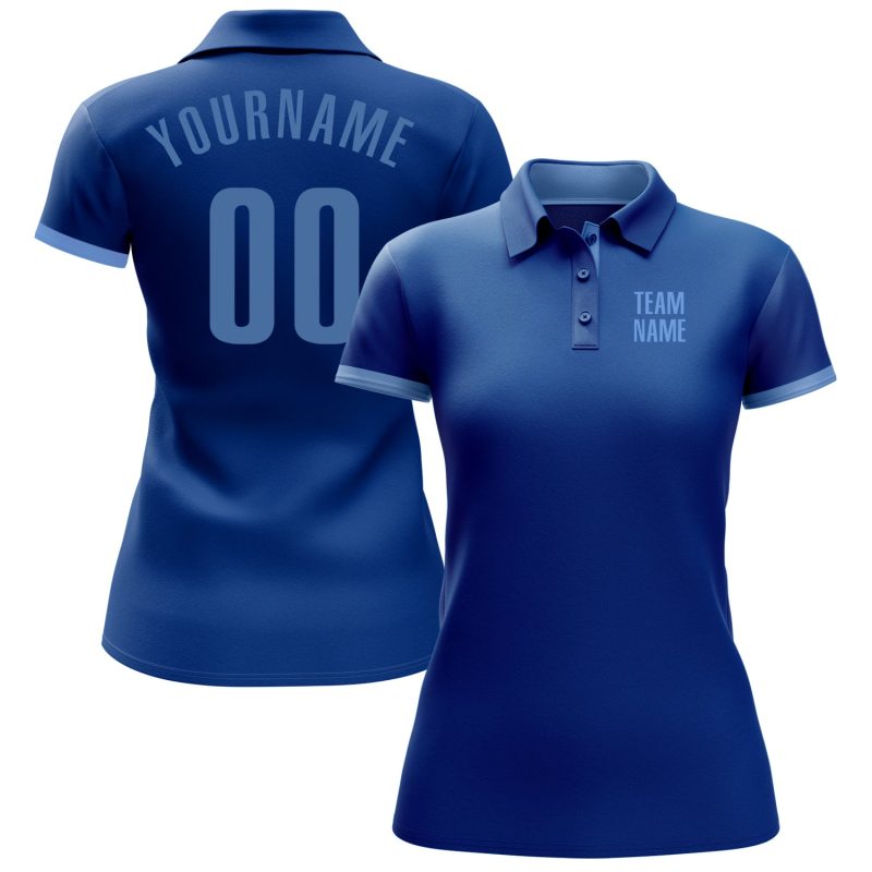 Custom Name and Number Performance Golf Polo Shirt - Personalized Royal Light Blue Team Shirt Personalized Royal Light Blue