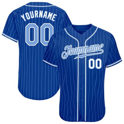 Customizable Light Blue Pinstripe Baseball Jersey with Team Name and Number - Authentic Design Personalized Royal Light Blue