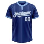 Custom Name and Number Unisex Softball Jersey - Personalized Royal Light Blue Pinstripe Two-Button Design Personalized Royal