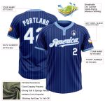 Custom Name and Number Unisex Softball Jersey - Personalized Royal Light Blue Pinstripe Two-Button Design Personalized Royal