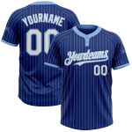 Custom Name and Number Unisex Softball Jersey - Personalized Royal Light Blue Pinstripe Two-Button Design Personalized Royal