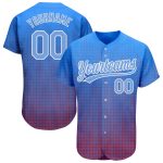 Custom Name & Number Authentic Baseball Jersey - Personalized Royal Light Blue-Red 3D Pattern Design Personalized Royal Light