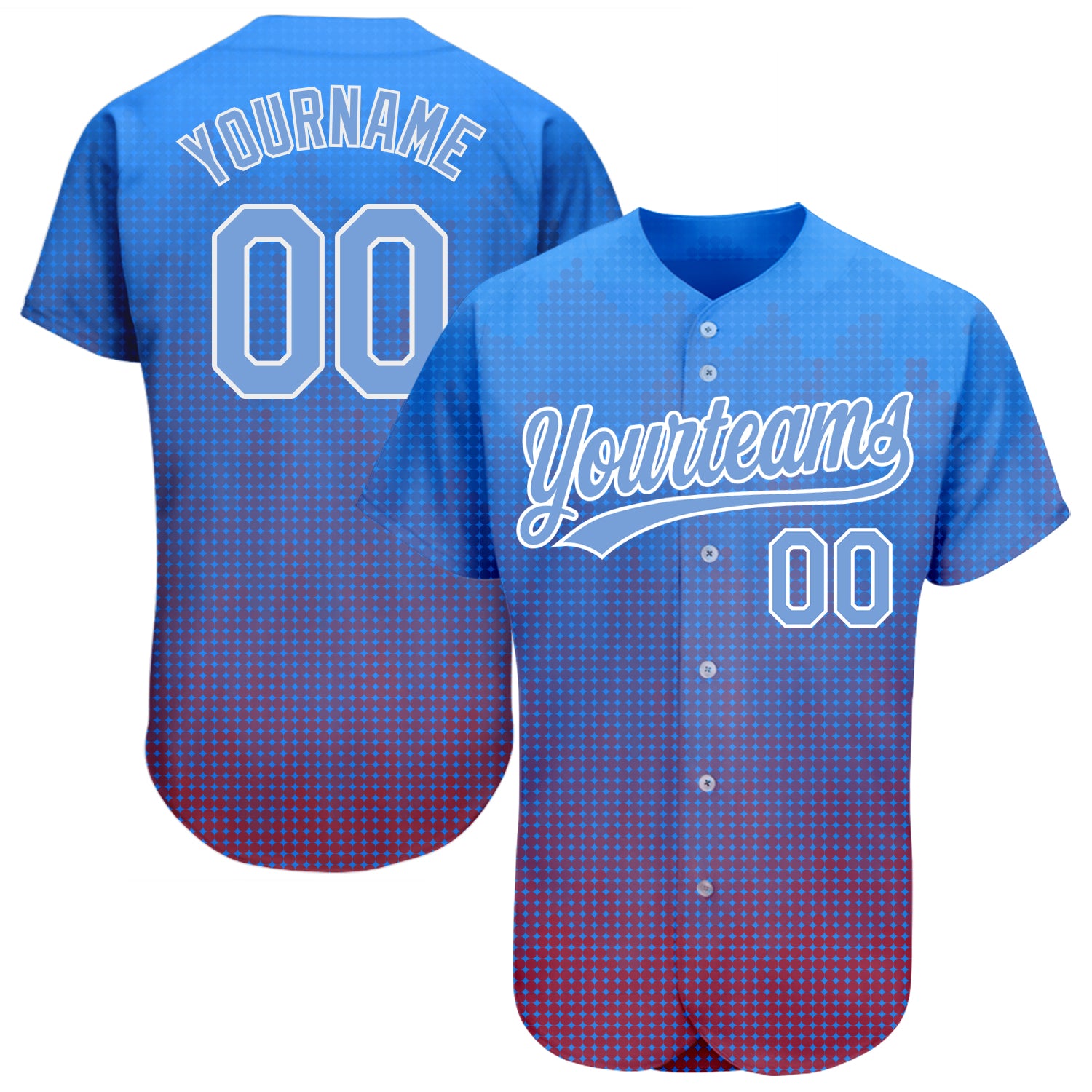 Custom Name & Number Authentic Baseball Jersey - Personalized Royal Light Blue-Red 3D Pattern Design Personalized Royal Light