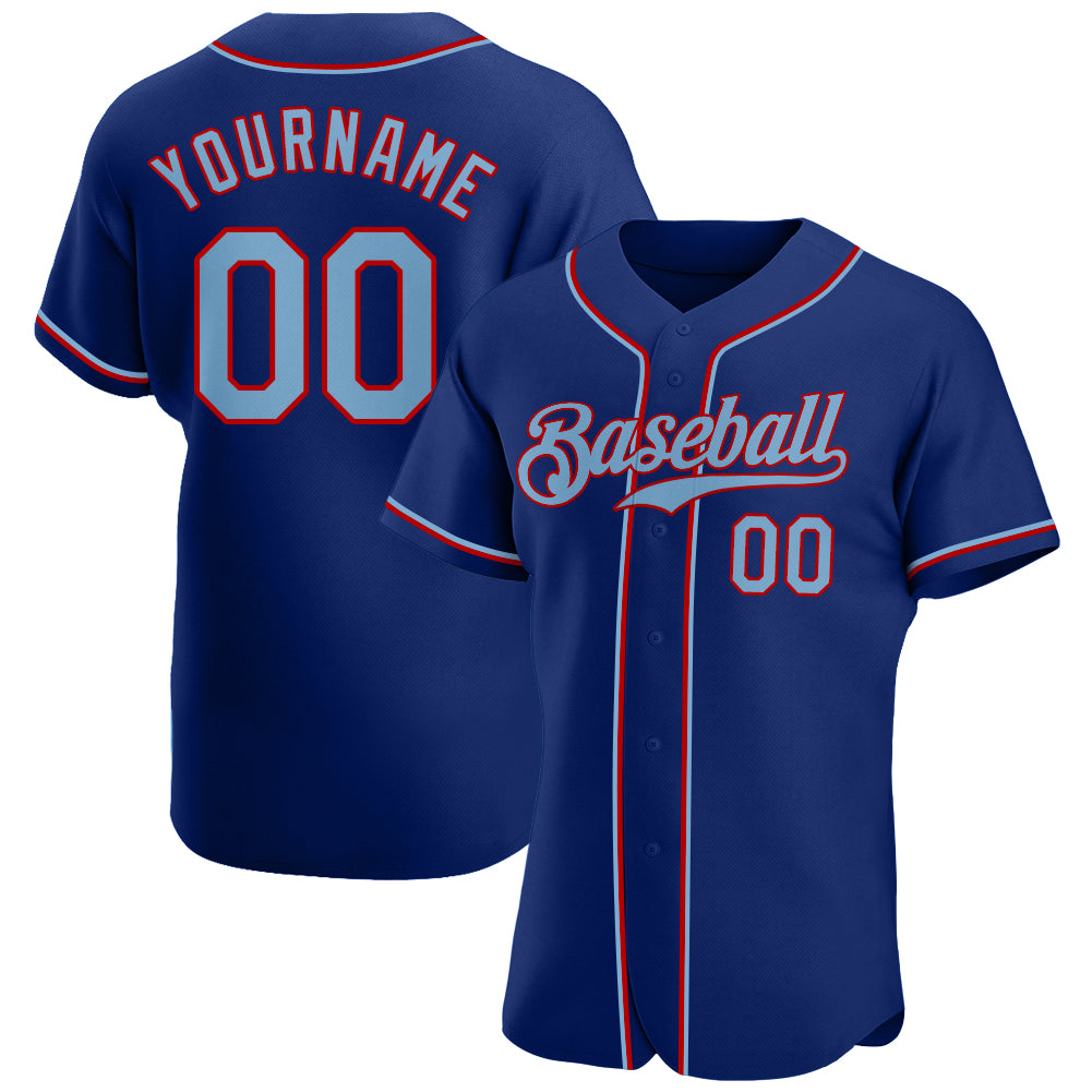Custom Name Number Authentic Baseball Jersey - Personalized Light Blue Red Team Jersey Personalized Royal Light Blue-Red