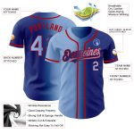 Custom Gradient Baseball Jersey - Personalized Light Blue-Red with Team Name and Number Personalized Royal Light Blue-Red