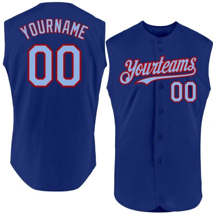 Personalized Light Blue Red Baseball Jersey - Authentic Sleeveless Design Personalized Royal Light Blue-Red Authentic Sleeveless