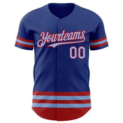 Custom Name and Number Authentic Baseball Jersey in Light Blue and Red - Personalized Team Jersey Personalized Royal Light