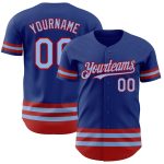 Custom Name and Number Authentic Baseball Jersey in Light Blue and Red - Personalized Team Jersey Personalized Royal Light