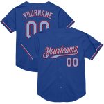 Custom Light Blue Red Mesh Baseball Jersey with Personalized Name and Number - Authentic Throwback Design Personalized Royal