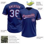 Personalized Custom Name and Number Unisex Softball Jersey, Light Blue-Red, Two-Button Design Personalized Royal Light Blue-Red