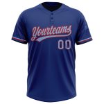Personalized Custom Name and Number Unisex Softball Jersey, Light Blue-Red, Two-Button Design Personalized Royal Light Blue-Red