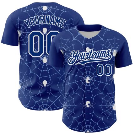 Personalized Light Blue White Spider Web 3D Baseball Jersey - Authentic Design Personalized Royal Light Blue-White 3D Pattern