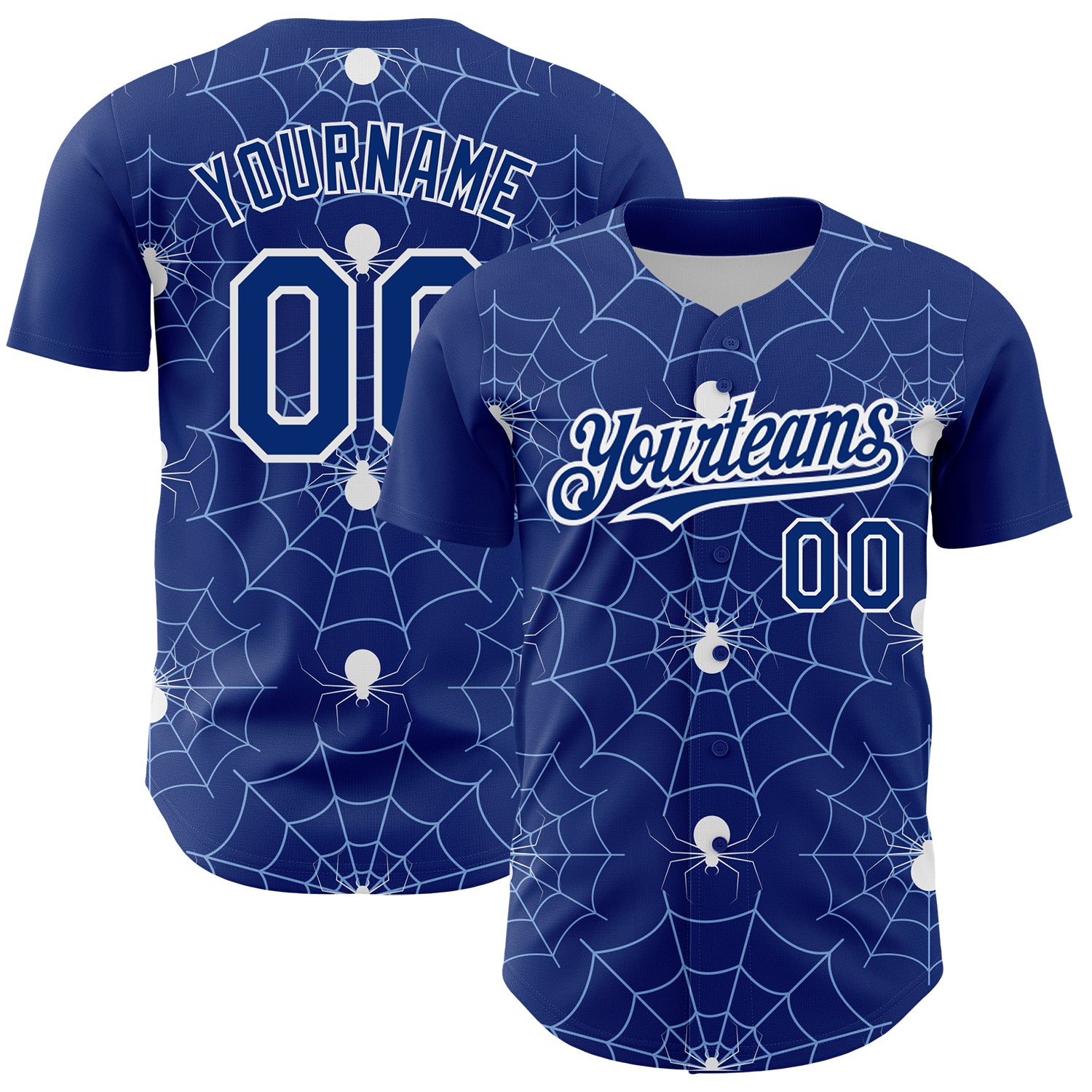 Personalized Light Blue White Spider Web 3D Baseball Jersey - Authentic Design Personalized Royal Light Blue-White 3D Pattern