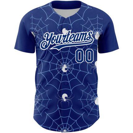 Personalized Light Blue White Spider Web 3D Baseball Jersey - Authentic Design Personalized Royal Light Blue-White 3D Pattern