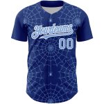 Custom Name and Number Authentic Baseball Jersey with 3D Spider Web Design in Royal Light Blue and White Personalized Royal