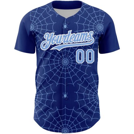 Custom Name and Number Authentic Baseball Jersey with 3D Spider Web Design in Royal Light Blue and White Personalized Royal