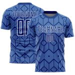 Custom Personalized Soccer Jersey - Light Blue-White Abstract Geometric Design with Name and Number - Sublimation Uniform