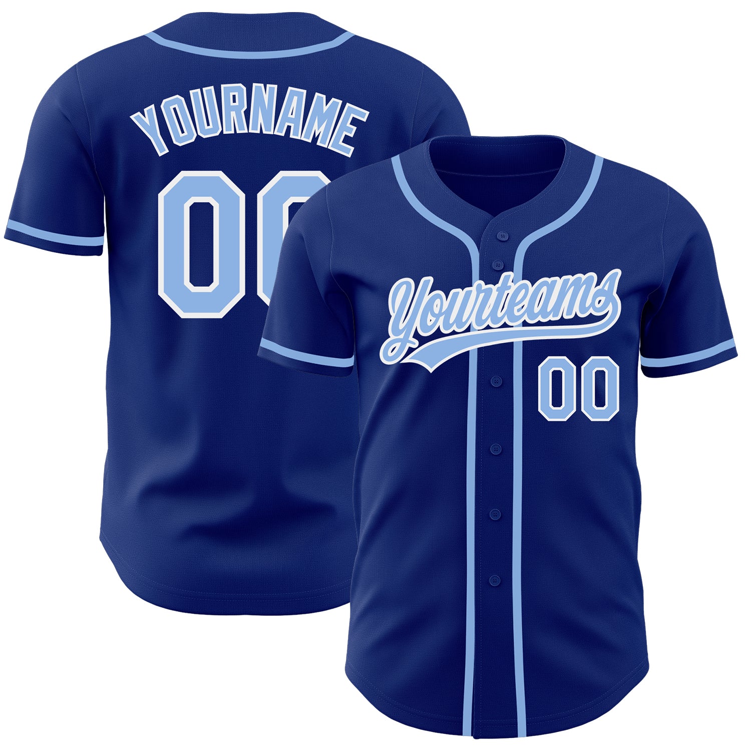Custom Baseball Jersey - Personalized Authentic Light Blue-White with Team Name and Number Personalized Royal Light Blue-White