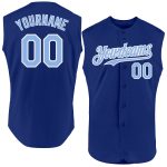 Custom Personalized Baseball Jersey with Name and Number, Authentic Sleeveless Design in Royal Light Blue-White Personalized