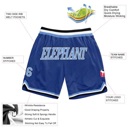 Custom Light Blue-White Authentic Basketball Shorts with Team Name and Number - Personalized Throwback Style Personalized