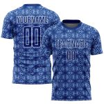 Custom Name Number Soccer Jersey - Personalized Light Blue White Geometric Shapes Sublimation Team Uniform Personalized Royal