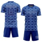 Custom Name Number Soccer Jersey - Personalized Light Blue White Geometric Shapes Sublimation Team Uniform Personalized Royal